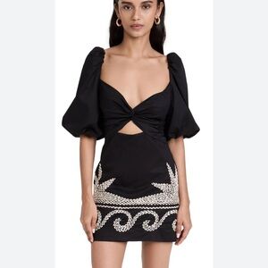 Johanna Ortiz “Simple Pleasures”Black and White Embellished Mini Dress